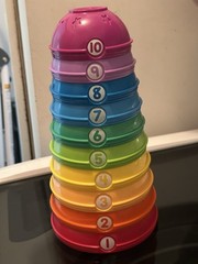 Multicolor Numbered Nesting Stacking Cups Set 1-10, Counting Toy Age 1+