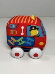 Melissa Doug Pull Back Vehicles Soft Baby Toy Car Lot of 2 Firetruck School Bus