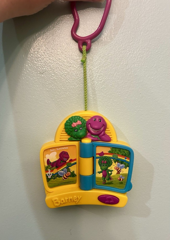 Vtg Mattel 2002 Barney Take Along Stroller Clip Mini Storybook Musical Toy Works