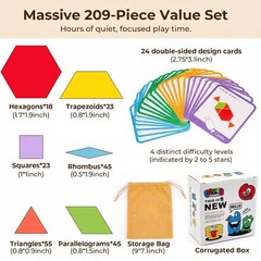 209 PCS Shapes Wooden Pattern Blocks for , Geometric with Activity Cards and …