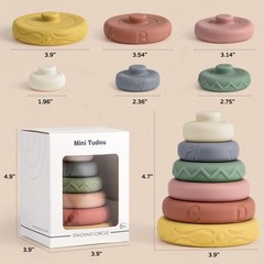 6 Pcs Stacking & Nesting Circle Toy 4.7″,Soft Building Rings Stacker & Teethe…