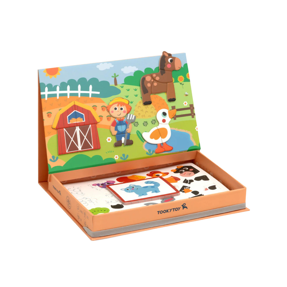 Magnetic Farm Puzzle Box for Kids Wooden Montessori Animal Learning Toy Set