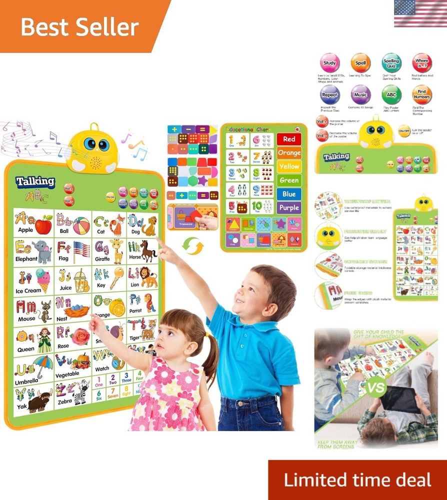 Interactive Talking Alphabet Wall Chart – Engaging ABC & 123s Music Poster