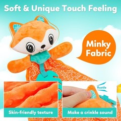 Baby Fox Stuffed Animal Baby Security Blanket & Hand Animal Plush Snuggle Toy