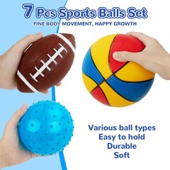 Balls for Toddlers 1-3,Toddler Sports Toys,Set of 7 Kids Ball Soft Foam Baby …