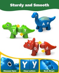 Edumoteso 26PCS Dinosaur Alphabet Learning Toys for 18M+, Montessori Educatio…