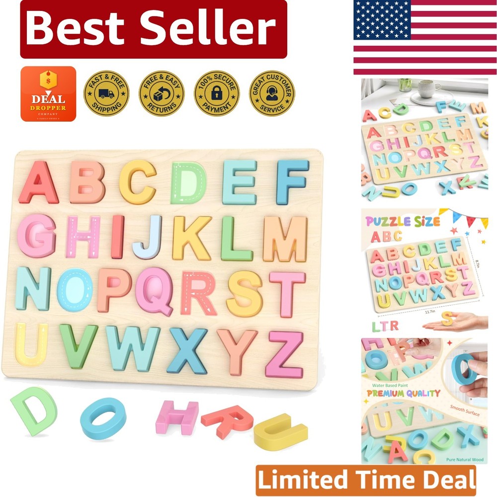 Fun & Safe Wooden Alphabet Puzzle: Develop Problem Solving Skills in Toddlers