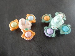Lot of 2 Orange Pink Green Blue Spinner Suction Cups