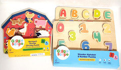 3 – Wooden Puzzles for Toddlers – Alphabet, Numbers, Animals with Sound