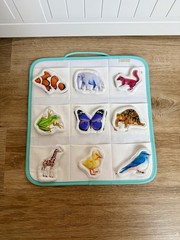 Lovevery Quilted Critter Pockets The Realist Play Kit Matching Game Plush Board