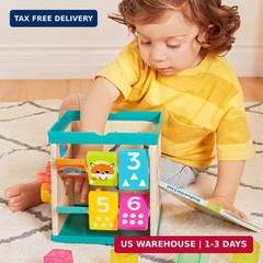 B. toys – Tabletop Activity Cube – Educational Storybook Included – Wooden Shape