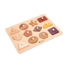 Wooden Puzzles for Toddlers 1-2, 12 Piece Shape Peg Board with Knobs Educatio…