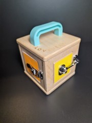 Busy Box Wooden Toddler Developmental Toy Latches & Locks Montessori