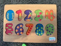 2 Used Chuckle & Roar Wooden Toddler Kids Puzzles – Alphabet Letters & Numbers