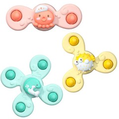 3pcs Sea Animals Baby Spinner Toys with Suction Cups – babies rattle toys, spin