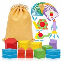 209 PCS Shapes Wooden Pattern Blocks for , Geometric with Activity Cards and …