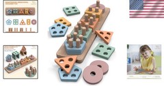 Eco-Friendly Montessori Shape Sorter – Engaging 20-Piece Puzzle for Safe Play