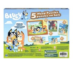 Bluey, 5 Wood Puzzles Jigsaw Bundle with Tray, for Kids Ages 3 and up