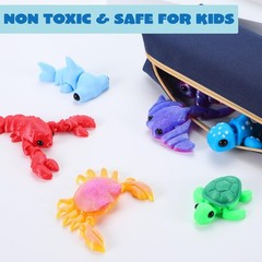 JOYIN 12 Pcs 3D Printed Ocean Animals Set, Mini Animals 3D Printed Toys – Cut…
