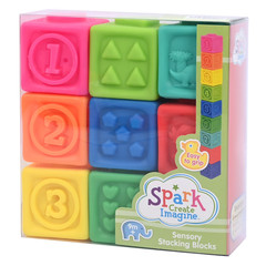Spark Create Imagine Sensory Stacking Blocks 9 Pc Baby Toy Ages 9M+