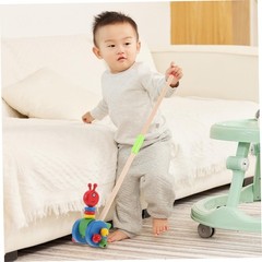 Toddler Push Walker Wooden Trolley with Cartoon Animal Design Rolling Wheels …