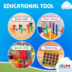 Peg Board Set – Montessori Toys for 2 Year Old – 33 Pc Peg Board for Kids – Occu