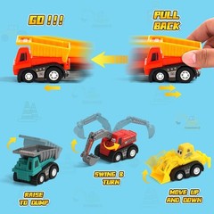 Toddler Pull-Back Construction Toy Cars Set – 9 Mini Vehicles for Imaginative…