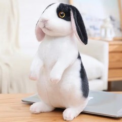 Cute White Bunny Rabbit Plush Toy 8” Stuffed Animal Soft Fluffy Gift For Kids