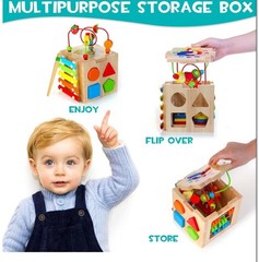 Wooden Activity Cube, 8-in-1 Montessori Baby Toys for 1+ Year Old B… Fast Ship