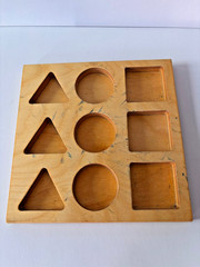Wooden Story Shape Sorter Blocks Stacking Size Sorting Natural Wood Montessori