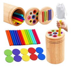 Montessori Wooden Color Sorting Shape Puzzle Toy for Toddlers L Flat stick