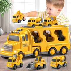 5 in 1 Construction Trucks Cars Toys for Toddlers 3-5, Boy Toddler Car Truck Toy
