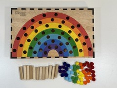 Rainbow Fine Motor Board – Montessori-Inspired Learning Toy, Handmade 62 pieces