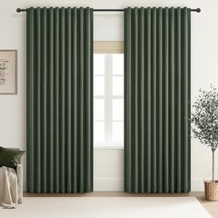 Dark Olive Green Curtains 70 Inch Length Extra Wide Pleated Black Out 96 Inch…