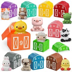 Learning Toy for Toddlers 1 2 3 Year Old, 10 Farm Animal Toys & 10 Barns, Cou…