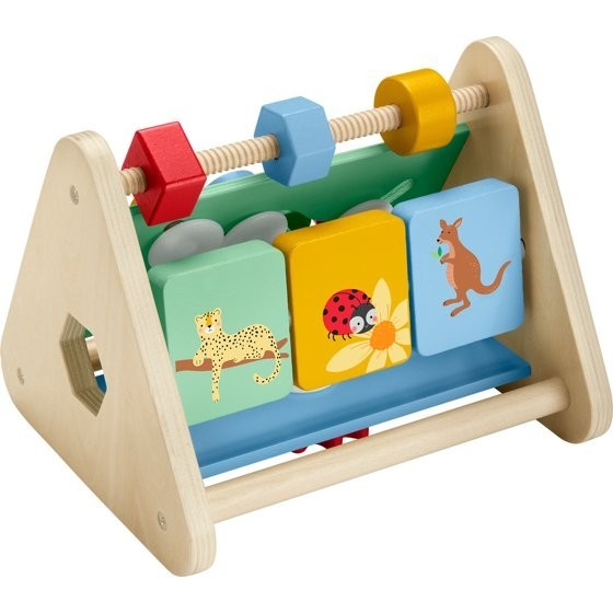 Fisher-Price Wooden Activity Triangle, 3-Sided Fine Motor Toy, Baby & Infant 6M+