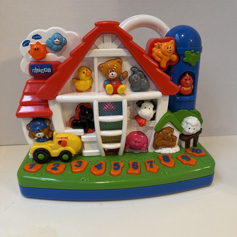 Chicco Interactive Bilingual English Spanish Music Lights Farm Animal SoundsToy