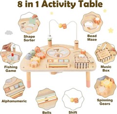 Activity Table for 1 Old, Montessori Toys for 1 2 Old Girls Boy Gifts, 8 in…