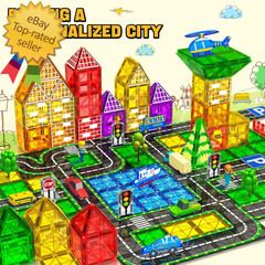 Magnetic Tiles City Road Set Kids Toys for 3 Year Old Boys Girls Magnetic Buildi