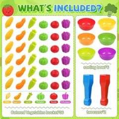 TSYAN Counting Vegetables Matching Games Sensory Toys with Sorting Bowls Pres…