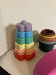 Montessori BPA free Silicone Baby Stacking Cups Rainbow Tower El Bebe New