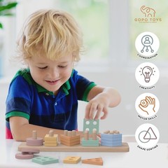 Eco-Friendly Montessori Shape Sorter – Engaging 20-Piece Puzzle for Safe Play