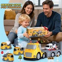 Toddlers Truck Toys,Boy Toys Gifts for 1 2 3 Years Old,5 in 1 Construction Trans