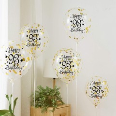 Gold 93rd Confetti Latex Balloons, Woman or Man Happy 93 Years Birthday Party…