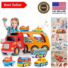 Portable 5-in-1 Toddler Transport Playset | Safe Non-Toxic Cars & Airplane Toys