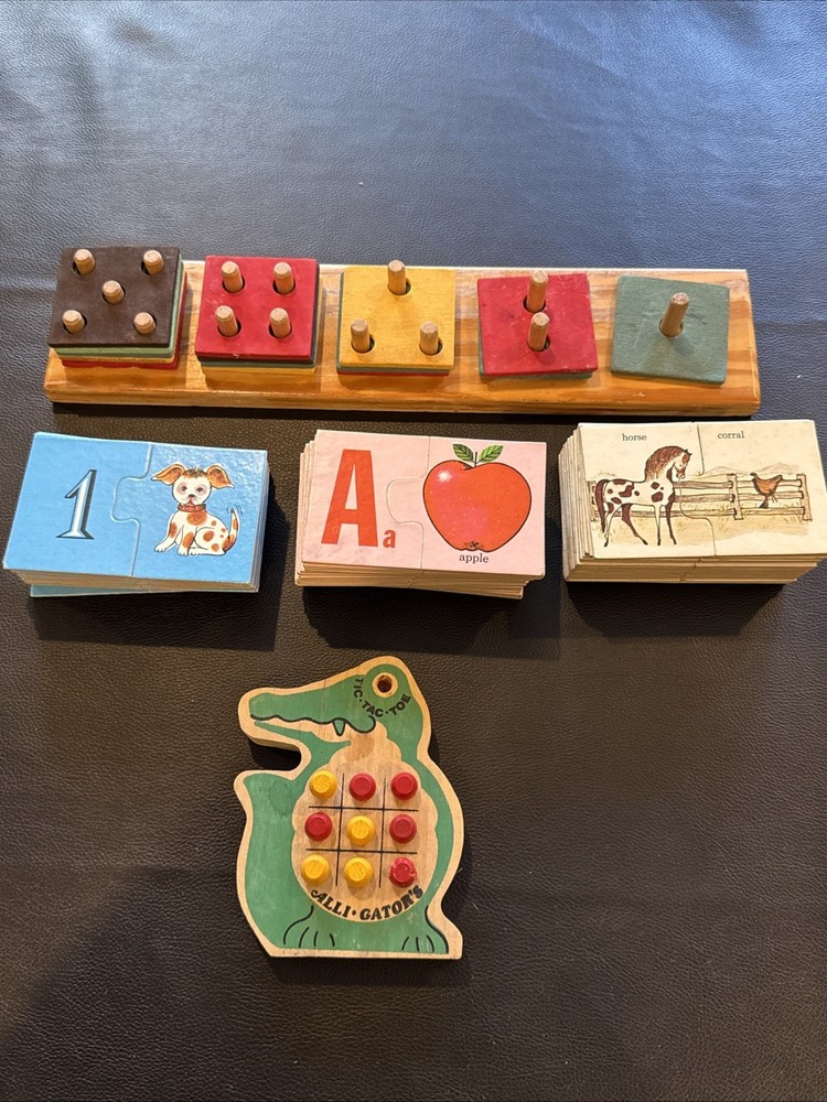 Preschool Learning Toys Lot Peg Board Number Letter Matching Puzzle Tic Tac Toe