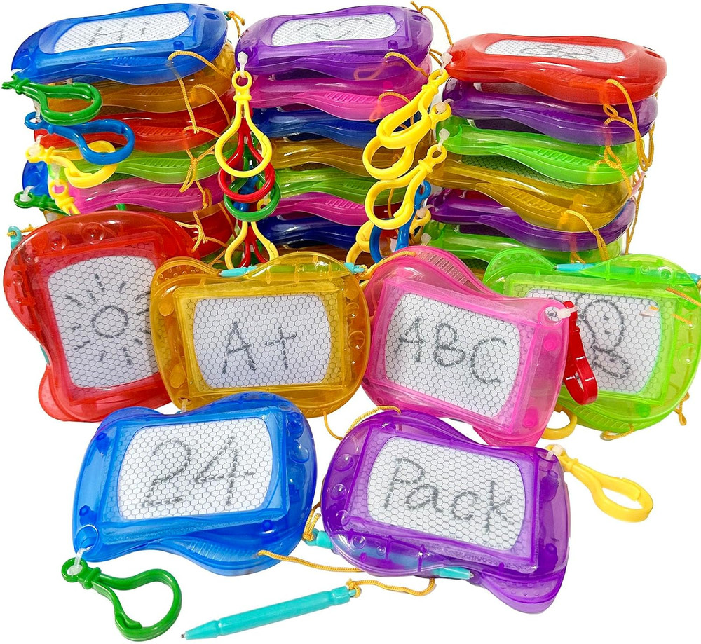 24 Pack Mini Magnetic Drawing Board Keychain for Backpack Erasable Sketch Toys B