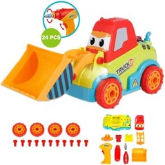 Toys Truck Toddler DIY Assembly Construction Bulldozer with Drill Tool/ Music/ L