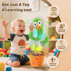 Dancing Talking Cactus Toy for Toddlers 18 Months+, Repeats What You Say, Singin