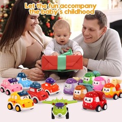 12 Pcs Pull Back Cars Set Toys for 1 2 3 Toddlers, Baby Car Toys for 12-18 ,…